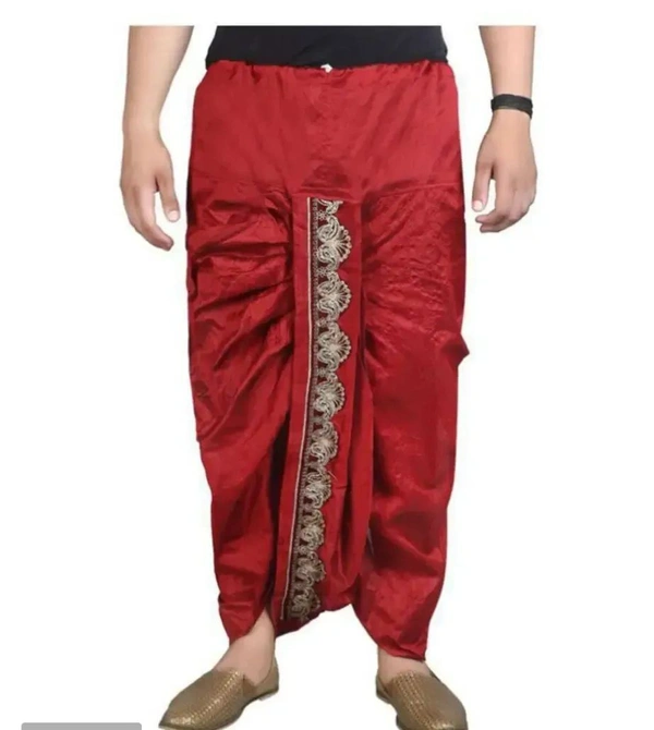 Kaashiba Stylish Silk Blend Dhotis For Men - Red, 40
