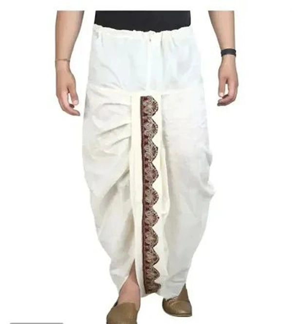 Kaashiba Stylish Silk Blend Dhotis For Men - White, 44