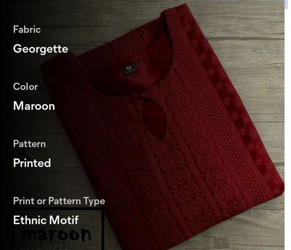 KAASHIBA Kashvi Refined Kurtis - Maroon, XL