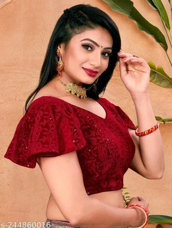 KAASHIBA Fancy Women Blouses - Maroon, 34