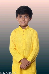 KAASHIBA Modern Elegant Kids Boys Kurta Sets - Yellow, 1-2years