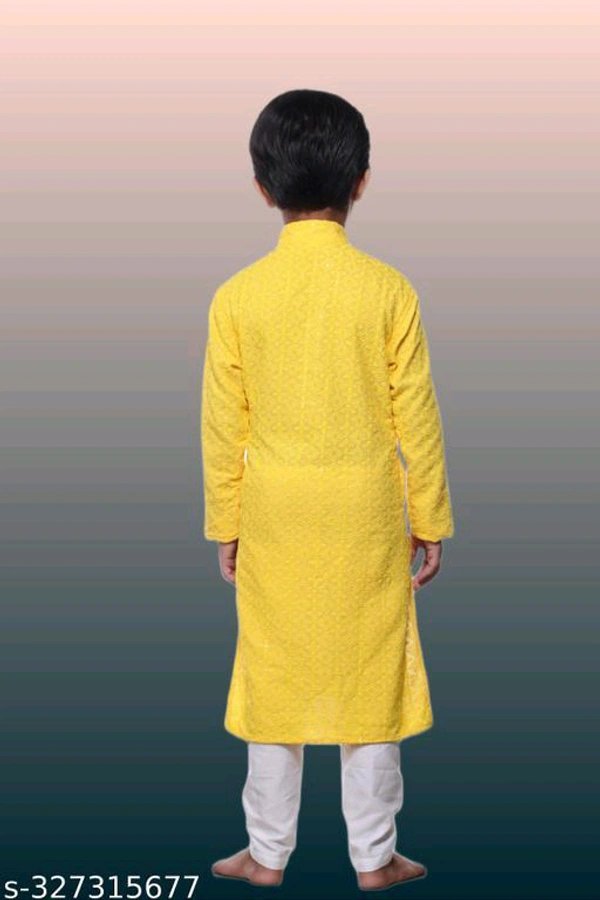 KAASHIBA Modern Elegant Kids Boys Kurta Sets - Yellow, 4-5years