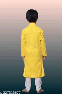 KAASHIBA Modern Elegant Kids Boys Kurta Sets - Yellow, 9-10years