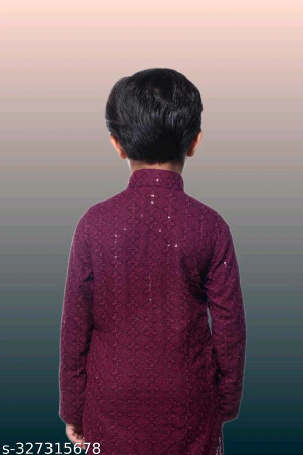KAASHIBA Modern Elegant Kids Boys Kurta Sets - Maroon, 0-6months