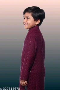 KAASHIBA Modern Elegant Kids Boys Kurta Sets - Maroon, 3-4years