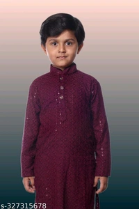 KAASHIBA Modern Elegant Kids Boys Kurta Sets - Maroon, 3-4years