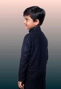 KAASHIBA Modern Elegant Kids Boys Kurta Sets - Black, 5-6years