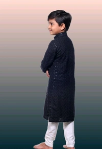 KAASHIBA Modern Elegant Kids Boys Kurta Sets - Black, 5-6years