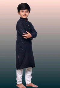 KAASHIBA Modern Elegant Kids Boys Kurta Sets - Black, 4-5years
