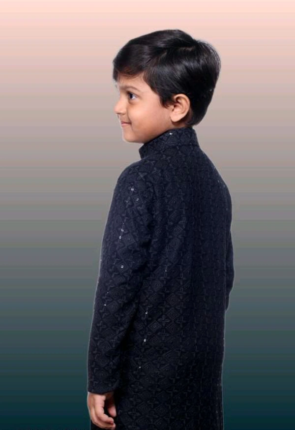 KAASHIBA Modern Elegant Kids Boys Kurta Sets - Black, 4-5years
