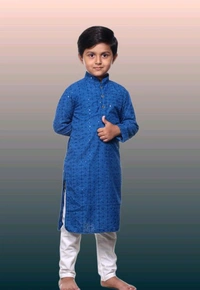 KAASHIBA Modern Elegant Kids Boys Kurta Sets - Blue, 7-8years