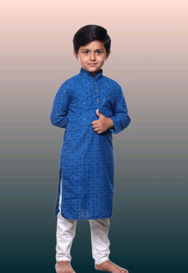 KAASHIBA Modern Elegant Kids Boys Kurta Sets - Blue, 6-12months
