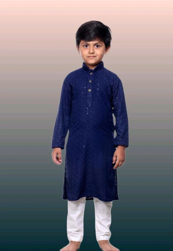 KAASHIBA Modern Elegant Kids Boys Kurta Sets - Navy Blue, 6-12months