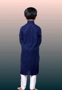 KAASHIBA Modern Elegant Kids Boys Kurta Sets - Navy Blue, 6-12months