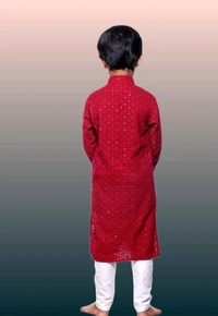 KAASHIBA Modern Elegant Kids Boys Kurta Sets - Red, 9-10years