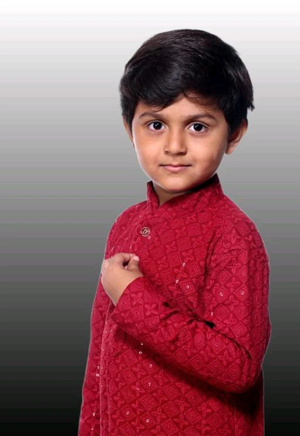 KAASHIBA Modern Elegant Kids Boys Kurta Sets - Red, 1-2years