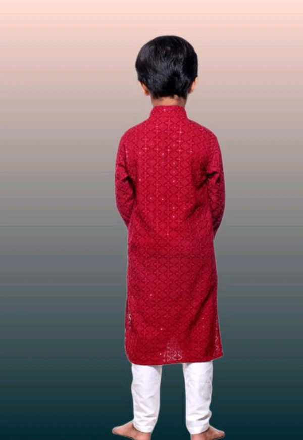 KAASHIBA Modern Elegant Kids Boys Kurta Sets - Red, 6-12months