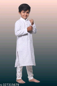 KAASHIBA Modern Elegant Kids Boys Kurta Sets - White, 15-16years