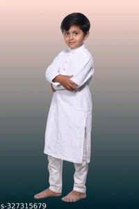 KAASHIBA Modern Elegant Kids Boys Kurta Sets - White, 11-12years