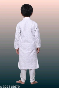 KAASHIBA Modern Elegant Kids Boys Kurta Sets - White, 3-4years