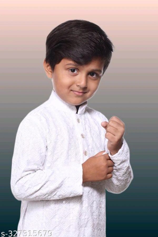 KAASHIBA Modern Elegant Kids Boys Kurta Sets - White, 2-3years