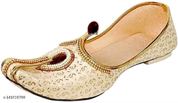 KAASHIBA Men's Ethnic Traditional Juttis & Mojaris* - Cream, IND-7