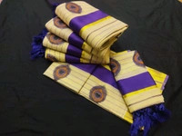 Golden Tissue Fancy Print Saree 6.25 mtr - Kerala Set Mundu- Onam Special