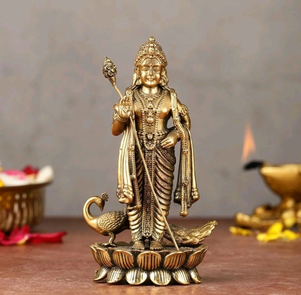 Brass Lord Murugan / Kartikeya Statue