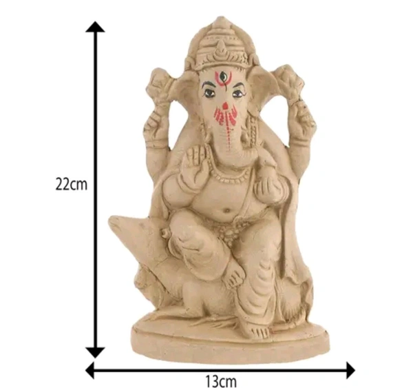 Eco-Friendly Handcrafted Mud Mitti Ganesh Idol - 6.5 Inch