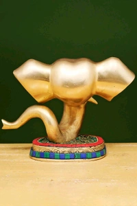 Brass Ganesha Statue with Stone Work