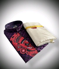 THEYYAM PRINTED SILK EMPOSE KURTA SET