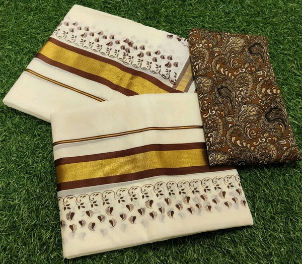 JERI PRINT SET MUNDU With BLOUSE