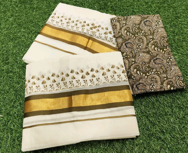 JERI PRINT SET MUNDU With BLOUSE