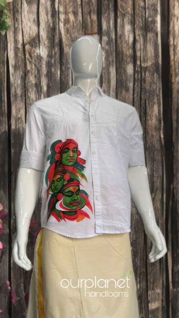 White Full Sleeve Kathakali Work Shirt