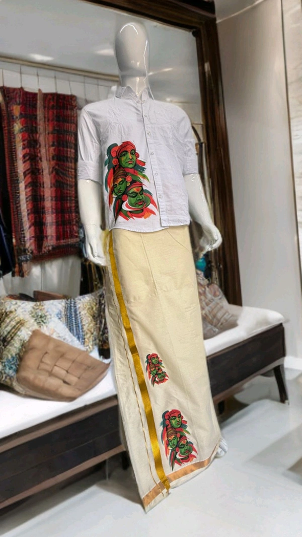 White Full Sleeve Kathakali Work Shirt