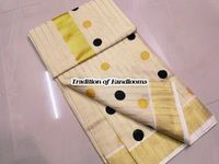 Set Saree Golden strip with polga dots design