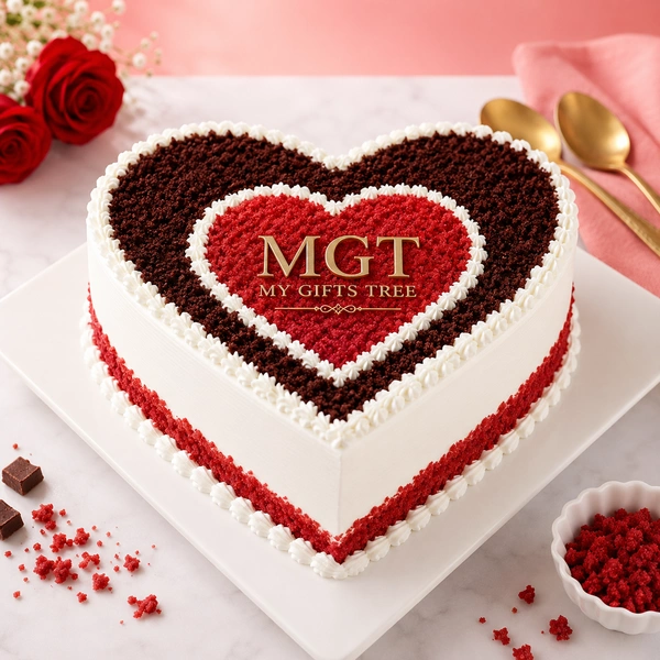 My Gifts Tree Chocoholic Red Valvet Heart Shape Cake - 2 KG