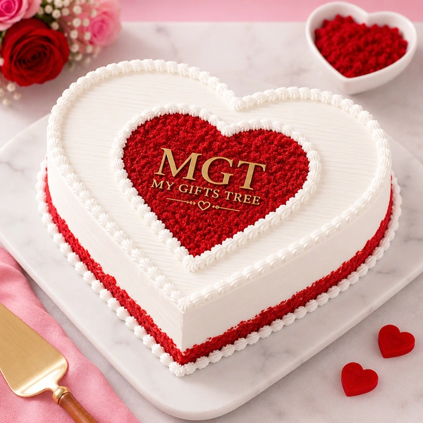 My Gifts Tree Gratifying Red Valvet Heart Shape Cake - 2 KG