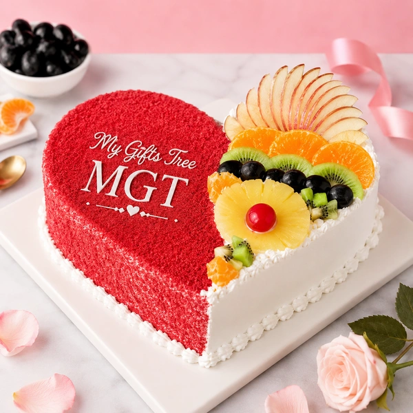 My Gifts Tree Fruit Lover Peradise Heart Shape Cake - 1 KG