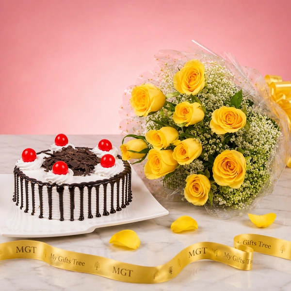 My Gifts Tree Black Forest With Yellow Blooms