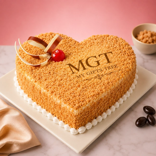 My Gifts Tree Butterscotch Fondness Heart Shape Cake - 1 KG