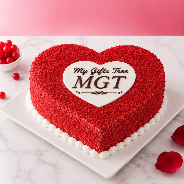 My Gifts Tree Benevolent Red Valvet Heart Shape Cake - 2 KG