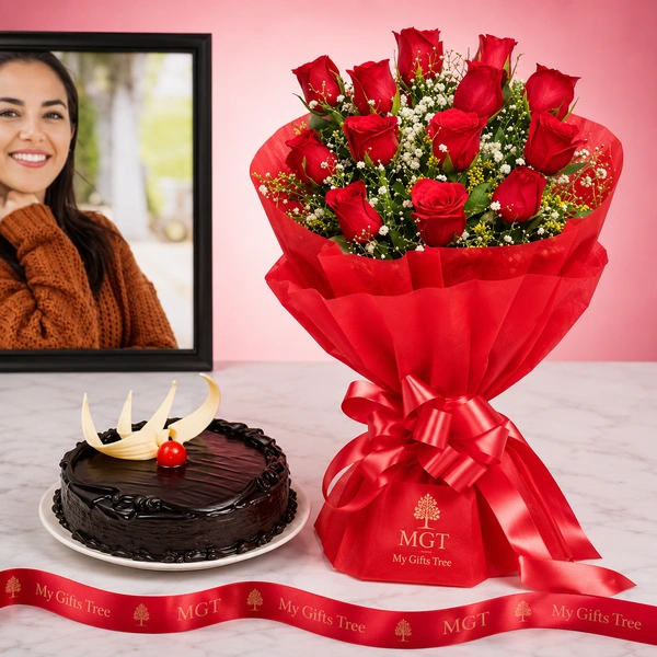 My Gifts Tree Exotic Roses & Cake Combo