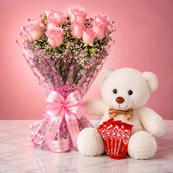 My Gifts Tree Fluffy Rose Crunch With Teddy