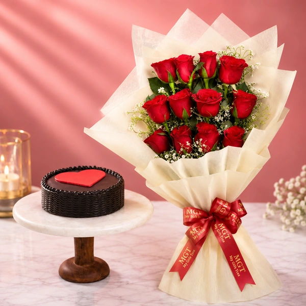 My Gifts Tree Red Heart With Red Roses - 2 KG