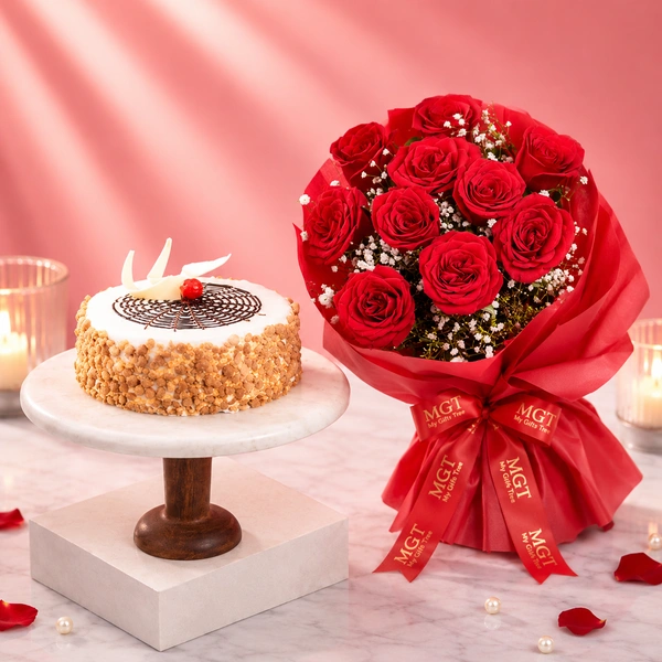 My Gifts Tree Butterscotch With Red Roses Combo - 2 KG