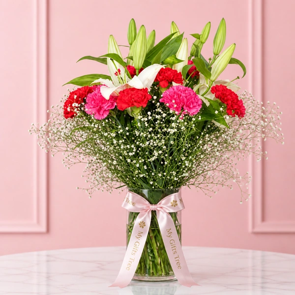 My Gifts Tree Carnation N Lilies Mixed Vase
