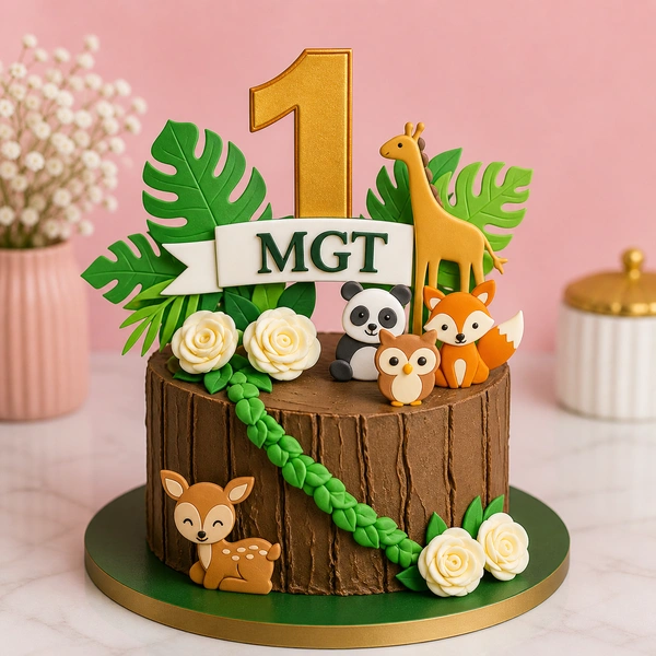 My Gifts Tree Forest Animals First Birthday Cake