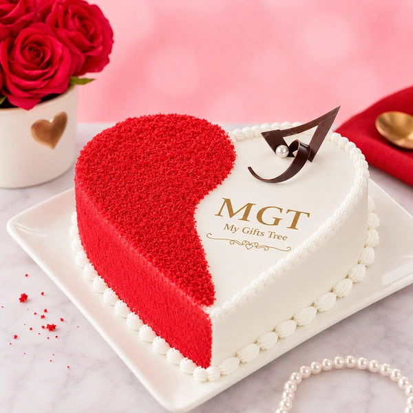 My Gifts Tree Half Red Heart shape Cake - 500 GM