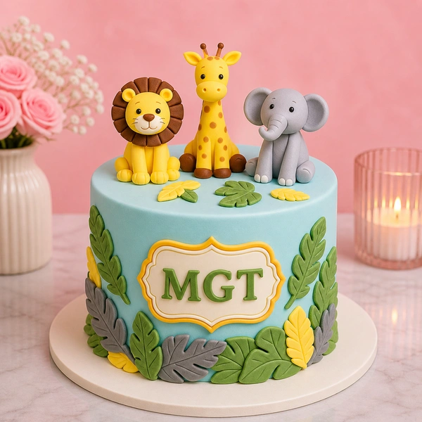 My Gifts Tree Jungle Animals Custom Name Birthday Cake